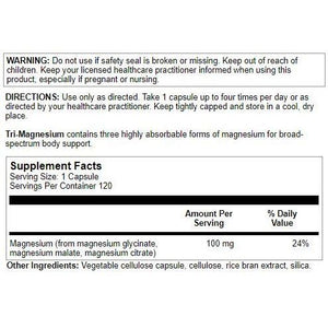 Nutra BioGenesis - Tri - Magnesium - Three Forms of Magnesium to Help Support Heart Health, Balanced Bone Density and Muscle Relaxation - 120 Capsules - The Oasis of Health
