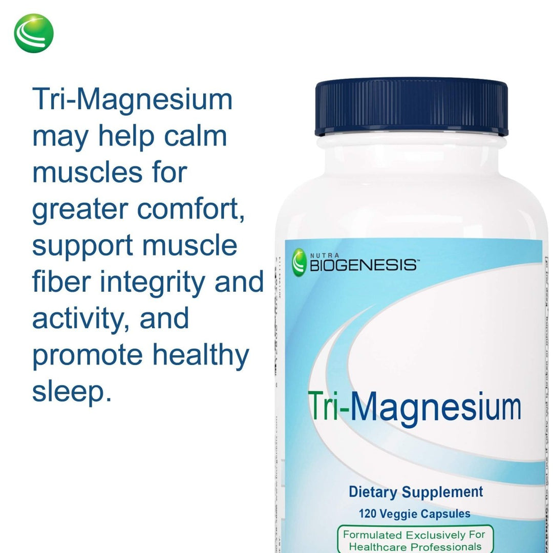 Nutra BioGenesis - Tri - Magnesium - Three Forms of Magnesium to Help Support Heart Health, Balanced Bone Density and Muscle Relaxation - 120 Capsules - The Oasis of Health