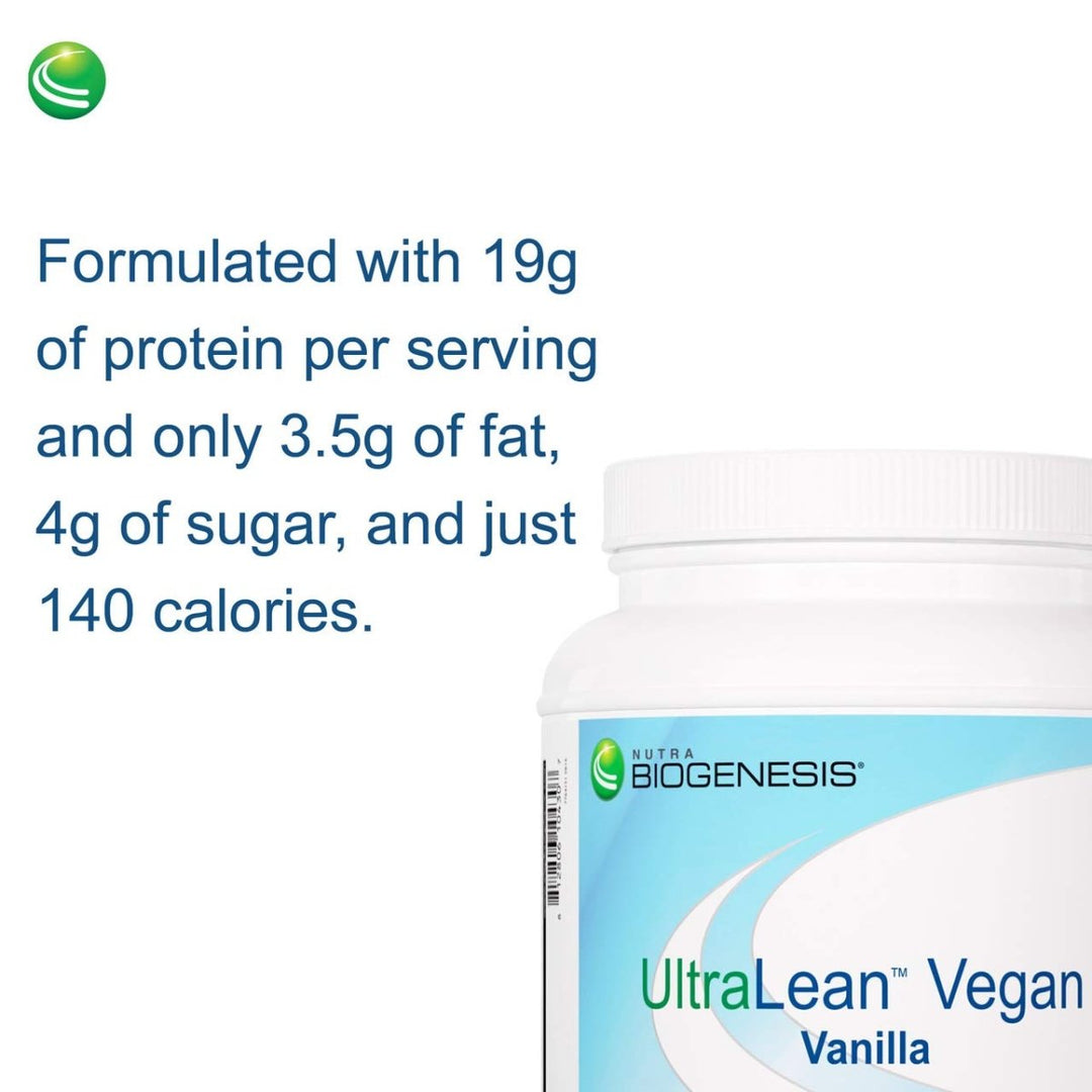 Nutra BioGenesis - UltraLean Vegan Vanilla - Functional Food Shake, Powdered Nutritional Beverage, Plant Based Protein Supplement - 1.2 Lb - The Oasis of Health
