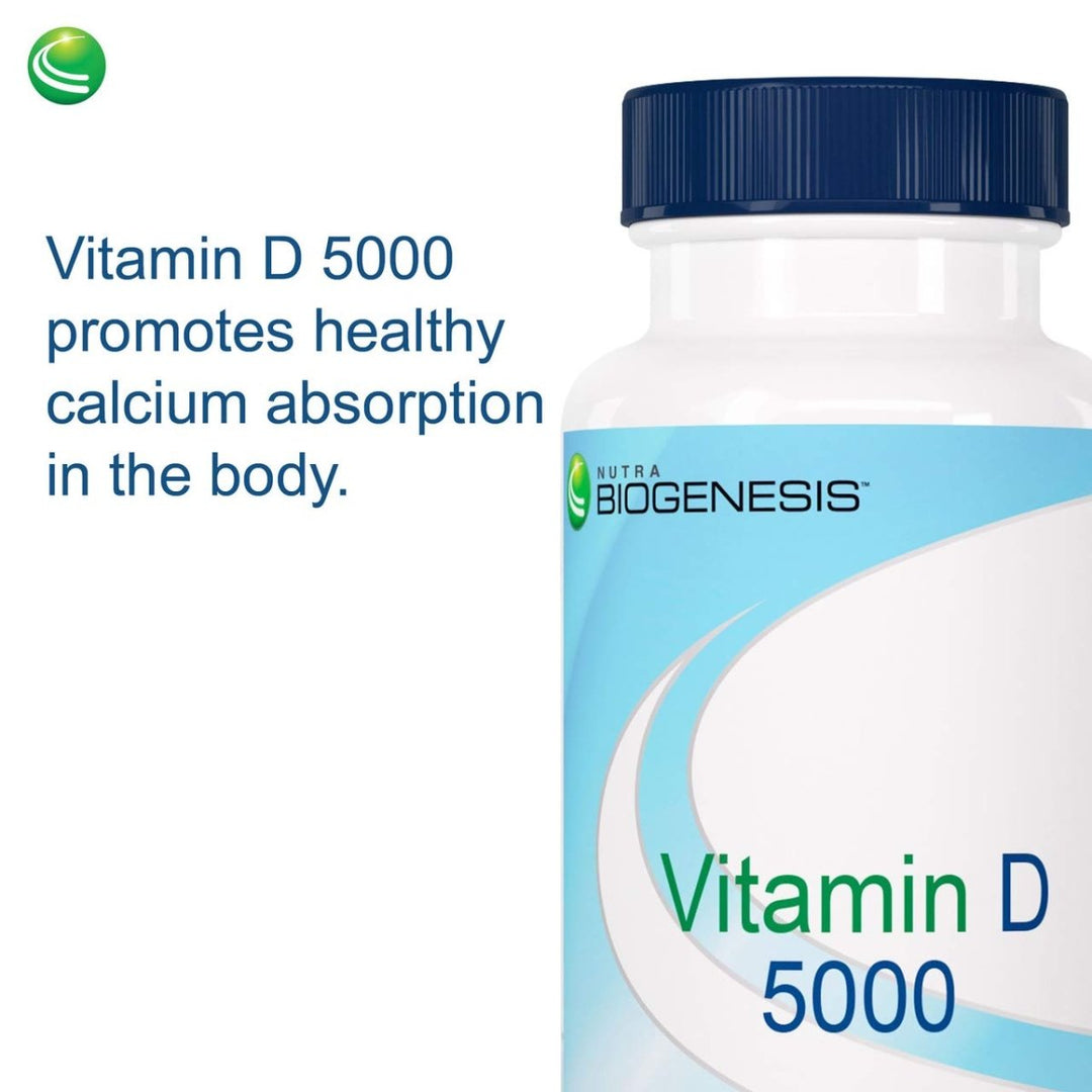 Nutra BioGenesis - Vitamin D 5000 - Vitamin D3 5000 IU to Help Support Calcium Absorption and Immune Function - 90 Softgels - The Oasis of Health