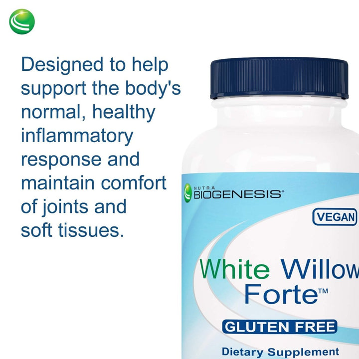 Nutra BioGenesis - White Willow Forte - White Willow Bark, Boswellia and Turmeric to Help Support Body Comfort and Cytokine Balance 10253 - 30 Capsules - The Oasis of Health