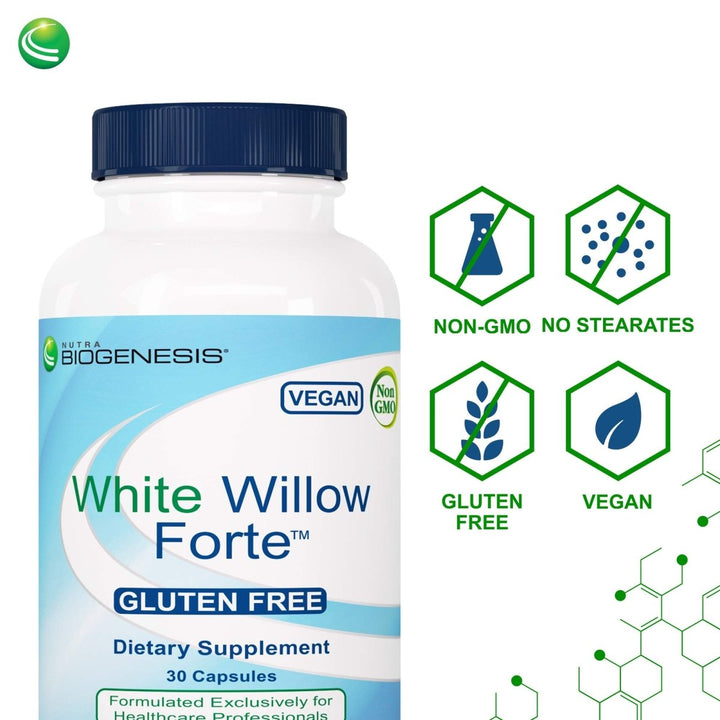 Nutra BioGenesis - White Willow Forte - White Willow Bark, Boswellia and Turmeric to Help Support Body Comfort and Cytokine Balance 10253 - 30 Capsules - The Oasis of Health