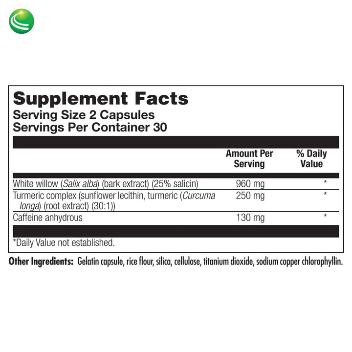 Nutra BioGenesis - White Willow Plus - White Willow Bark Extract, Caffeine, Curcumin and BioPerine to Help Support Body's Normal Response - Gluten Free, Vegan, Non - GMO - 60 Capsules - The Oasis of Health