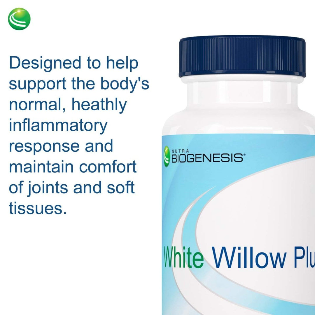 Nutra BioGenesis - White Willow Plus - White Willow Bark Extract, Caffeine, Curcumin and BioPerine to Help Support Body's Normal Response - Gluten Free, Vegan, Non - GMO - 60 Capsules - The Oasis of Health