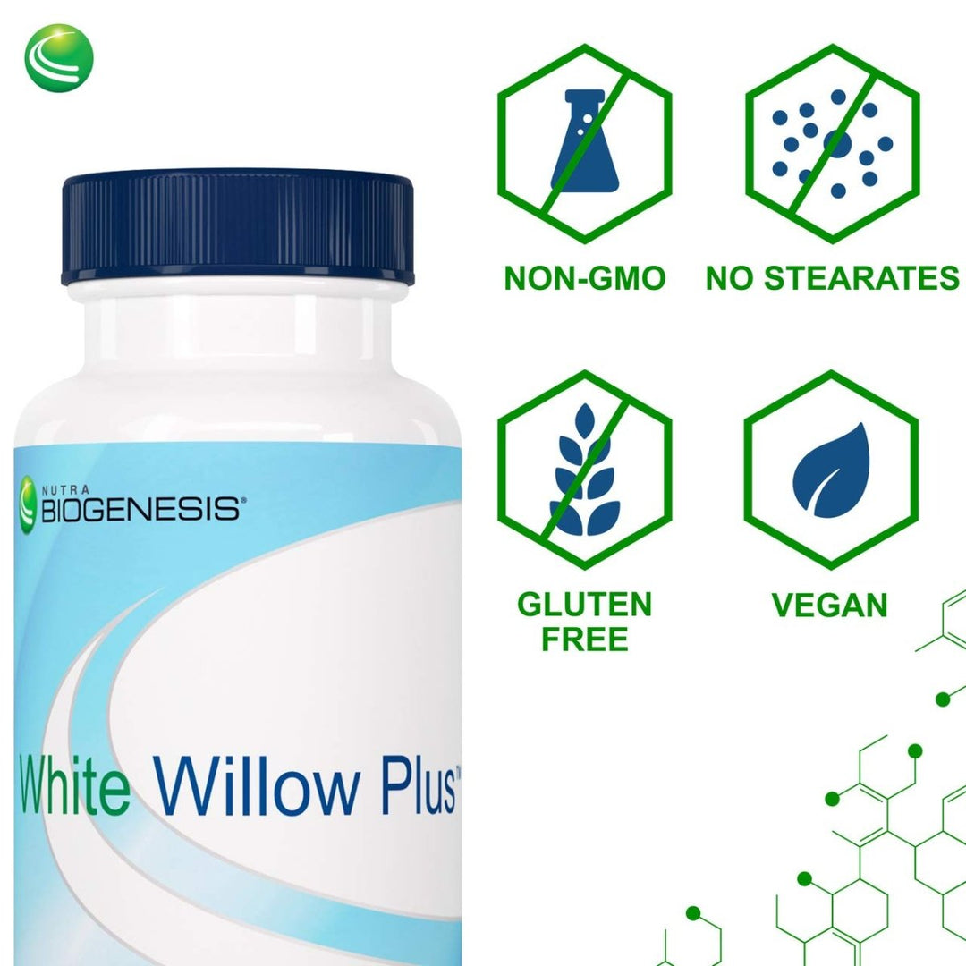 Nutra BioGenesis - White Willow Plus - White Willow Bark Extract, Caffeine, Curcumin and BioPerine to Help Support Body's Normal Response - Gluten Free, Vegan, Non - GMO - 60 Capsules - The Oasis of Health