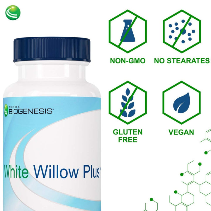 Nutra BioGenesis - White Willow Plus - White Willow Bark Extract, Caffeine, Curcumin and BioPerine to Help Support Body's Normal Response - Gluten Free, Vegan, Non - GMO - 60 Capsules - The Oasis of Health