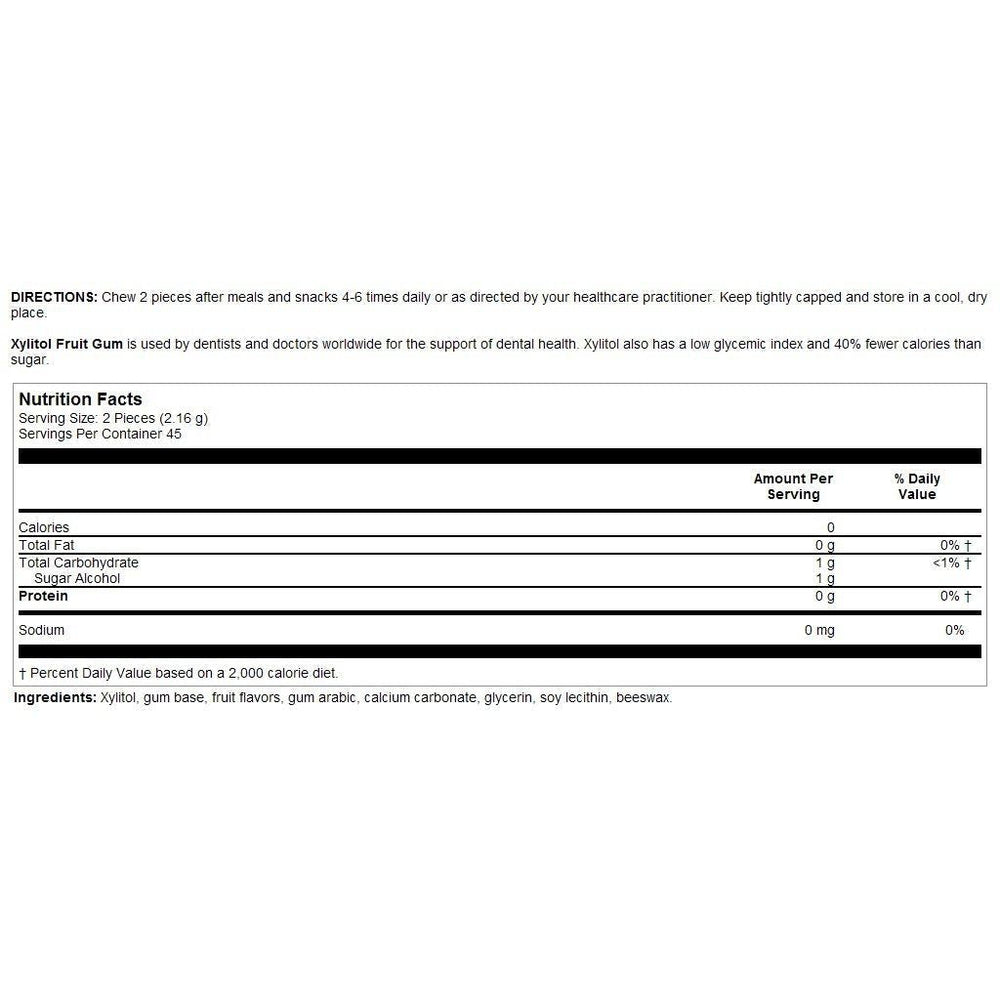 Nutra BioGenesis Xylitol Gum - Xylitol and Beeswax for Oral Care and Dental Health - 90 Pieces, 1 Bottle - The Oasis of Health