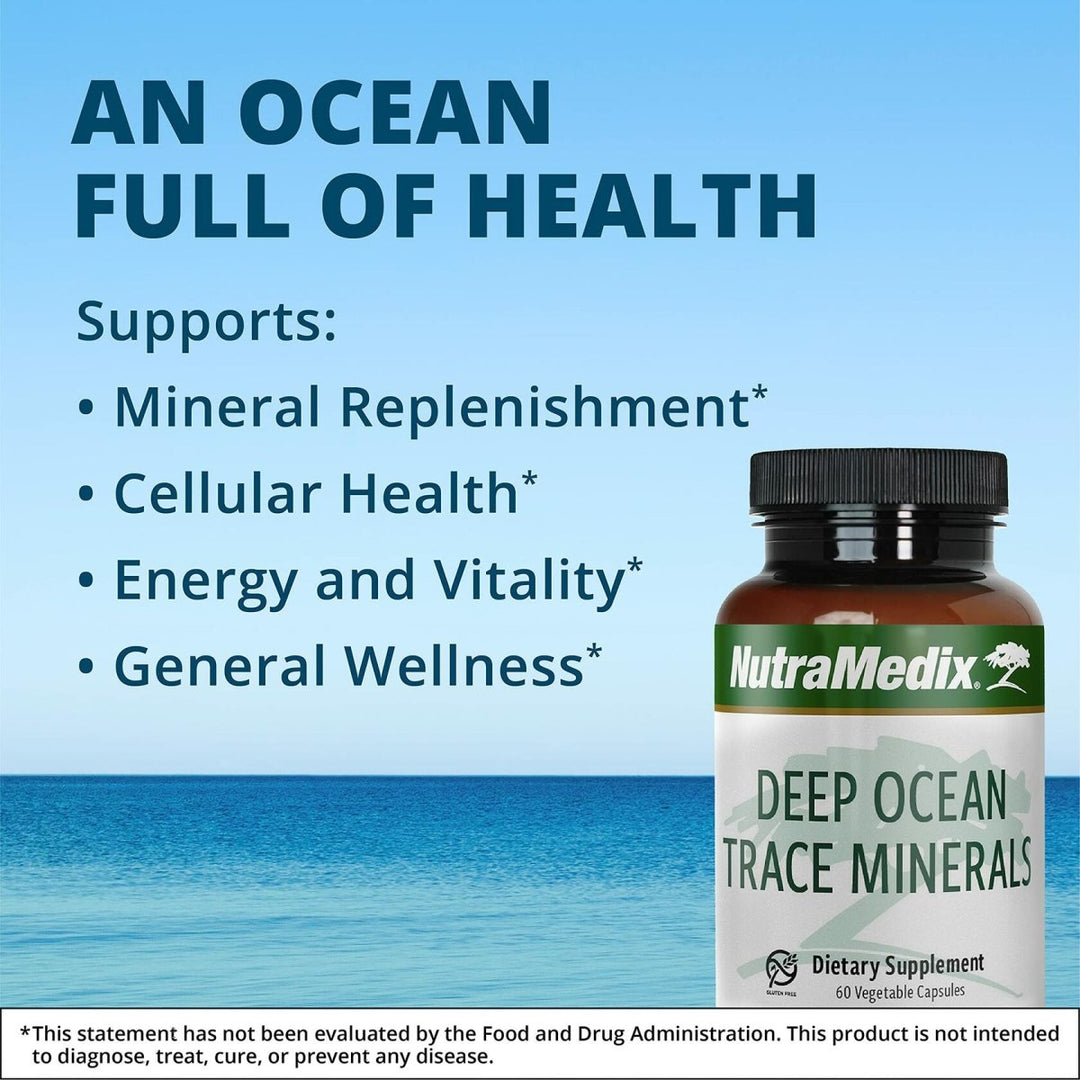 NutraMedix Deep Ocean Trace Minerals 1,000mg - Mineral & Energy Supplements - Magnesium, Zinc, Potassium, Boron, Phosphorus & Manganese - Electrolyte Support (60 Capsules) - The Oasis of Health