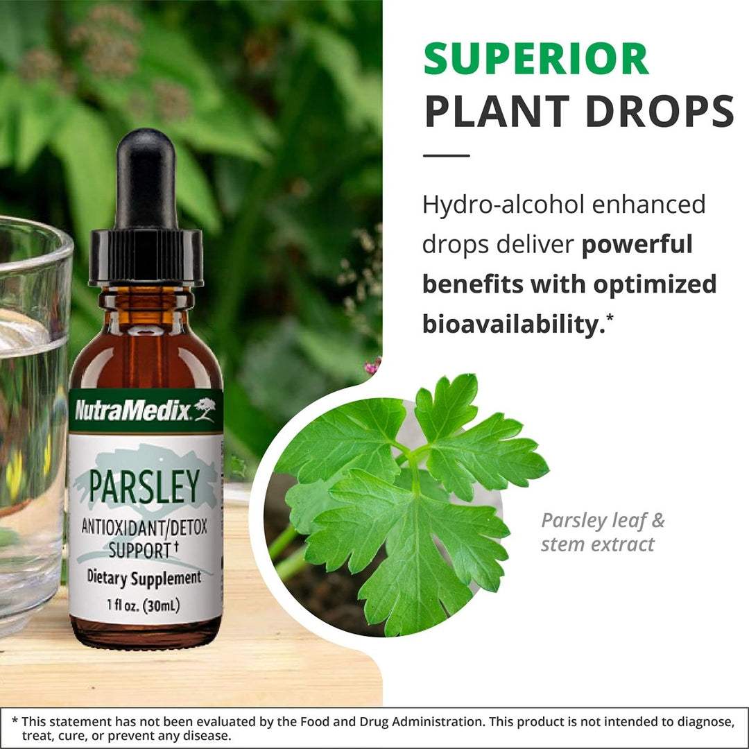 NutraMedix Parsley Herbal Supplement - Parsley Leaf and Stem Extract - Antioxidant Support, Body Detox &amp; Cleanse Support - Liquid Herbal Supplements for Immune Health (1oz / 30ml) - The Oasis of Health
