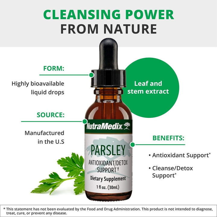 NutraMedix Parsley Herbal Supplement - Parsley Leaf and Stem Extract - Antioxidant Support, Body Detox &amp; Cleanse Support - Liquid Herbal Supplements for Immune Health (1oz / 30ml) - The Oasis of Health