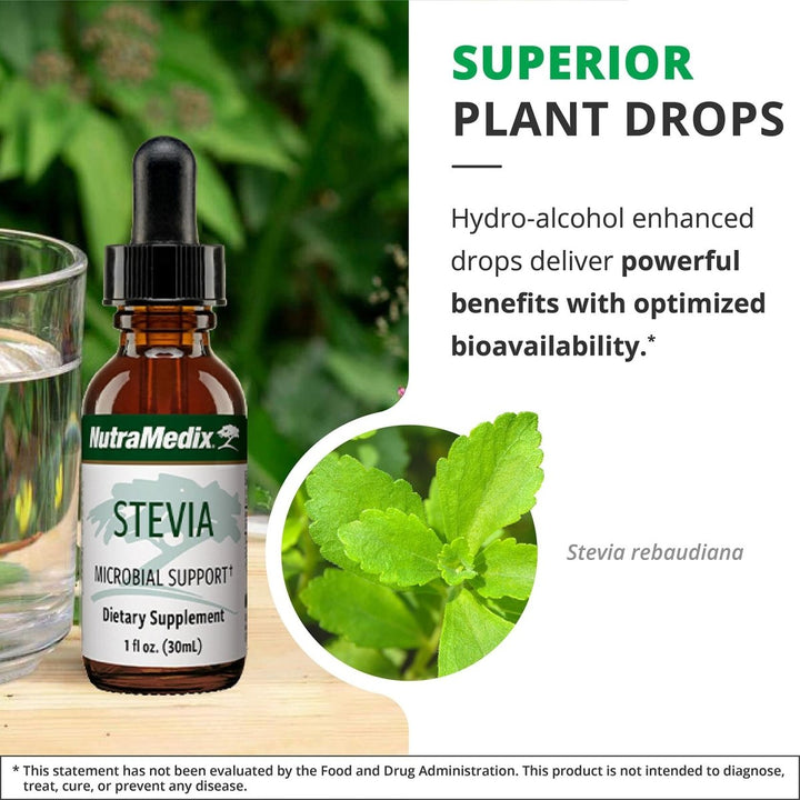 NutraMedix Sweet Leaf Stevia Liquid Drops - Sugar Free Sweetener from Pure Stevia Leaf Extract for Microbial Support - Low Carb, No Added Sugar (2 oz / 60 ml) - The Oasis of Health
