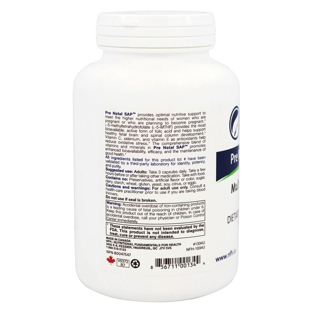 Nutritional Fundamentals for Health Pre Natal SAP 180 caps - The Oasis of Health