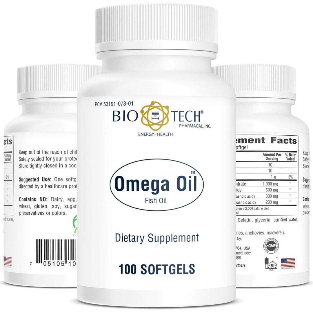 Omega Oil (Fish Oil) Omega - 3 Fatty Acid Dietary supplement eicosapentaenoic docosahexaenoic coronary heart disease brain eyes cardiovascular system marine lipid concentrate - 100 softgel - The Oasis of Health