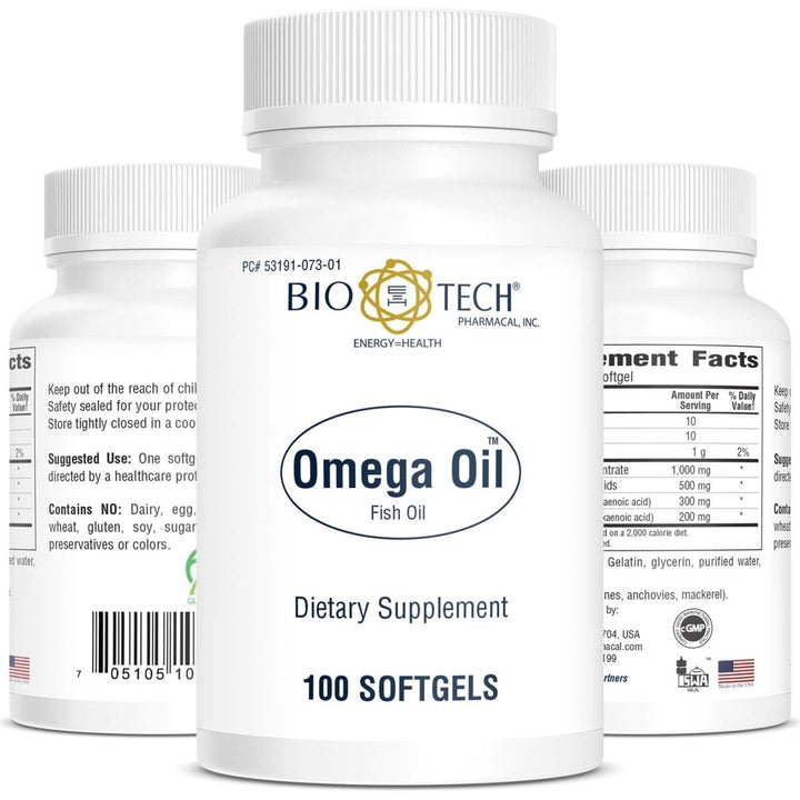 Omega Oil (Fish Oil) Omega - 3 Fatty Acid Dietary supplement eicosapentaenoic docosahexaenoic coronary heart disease brain eyes cardiovascular system marine lipid concentrate - 100 softgel - The Oasis of Health