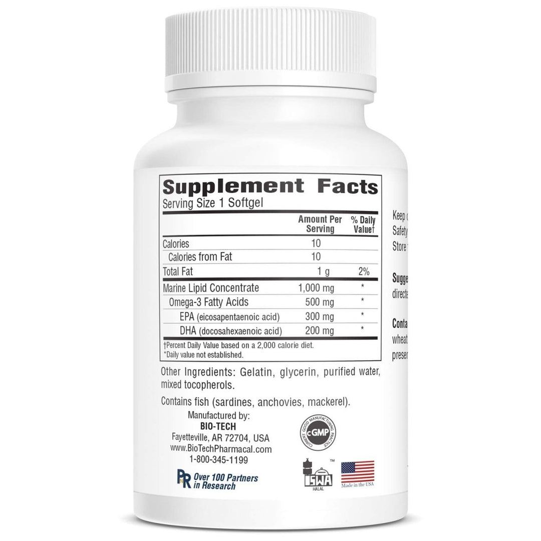 Omega Oil (Fish Oil) Omega - 3 Fatty Acid Dietary supplement eicosapentaenoic docosahexaenoic coronary heart disease brain eyes cardiovascular system marine lipid concentrate - 100 softgel - The Oasis of Health