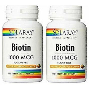 SOLARAY High Potency Biotin 1000 mcg | Natural Orange Juice Flavor | Healthy Hair, Skin & Nails Support | 100 Lozenges - The Oasis of Health
