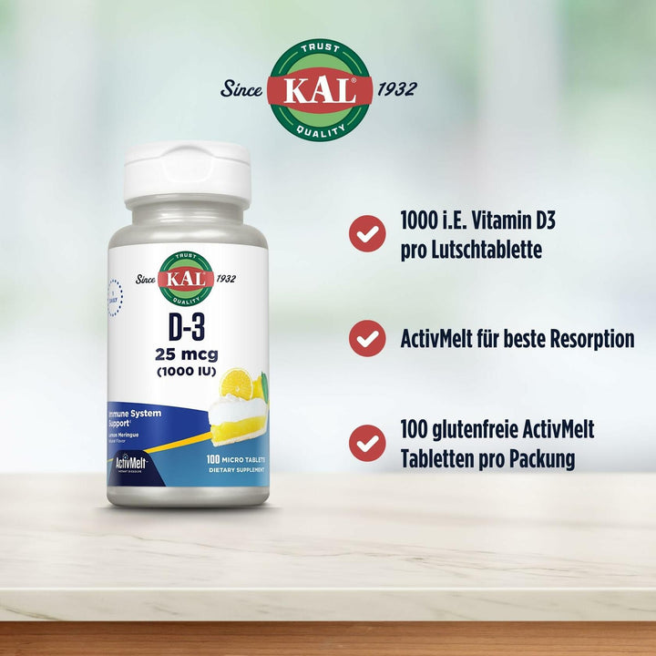 KAL Vitamin D-3 1000 IU 100ct