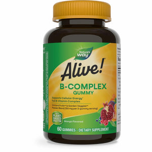 Nature's Way Alive! B-Complex Gummies, Cellular Energy Support*, 8 B-Vitamins, Vegetarian, Mango Flavored, 60 Gummies (Packaging May Vary) - The Oasis of Health