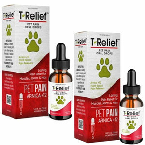 T-Relief Pet Pain Oral Drops Arnica +12 Powerful Natural Medicines for Muscle Joint & Hip Pain Soreness Stiffness Injuries in Dogs & Cats - Fast-Acting Soother - 1.69 oz (2 Pack) - The Oasis of Health