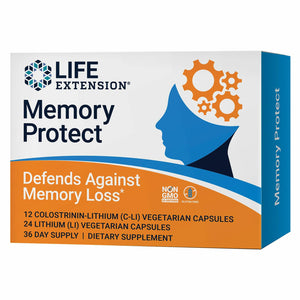 Life Extension Memory Protect, Lithium, colostrinin Milk peptides, Memory and Cognitive Health Support, Gluten-Free, Non-GMO, 12 colostrinin-Lithium (C-Li) Capsules, 24 Lithium (Li) Capsules