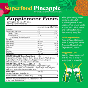 Sea Green Amazing Grass Greens Blend Superfood: Greens Powder Mix for Vitality, with Organic Spirulina, Chlorella, Beet Root Powder, Digestive Enzymes & Probiotics, Pineapple, 30 Servings (Packaging May Vary)