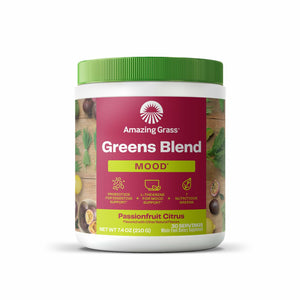 Amazing Grass Greens Blend Mood: Super Greens Powder Smoothie Mix for Mood, Relaxation & Stress Support with Organic Spirulina, Chlorella, Beet Root Powder, Digestive Enzymes & Probiotics, 30 Servings