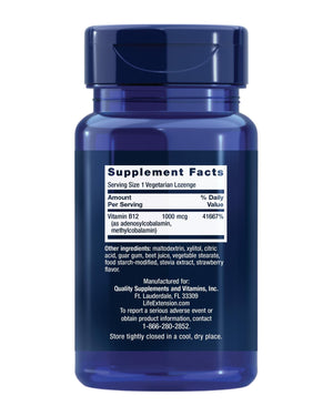 Life Extension B12 Elite, adenosylcobalamin, methylcobalamin, Two Active Forms for Brain Health & Dopamine Production, Non-GMO, Gluten-Free, Vegetarian, 60 lozenges
