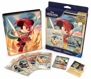 Ravensburger Disney Lorcana TCG - Collection Starter Set - Includes 4 Fabled Booster Packs, Mickey Mouse Card Portfolio, Glimmer Foil Tinker Bell Promo & Collector’s Guide