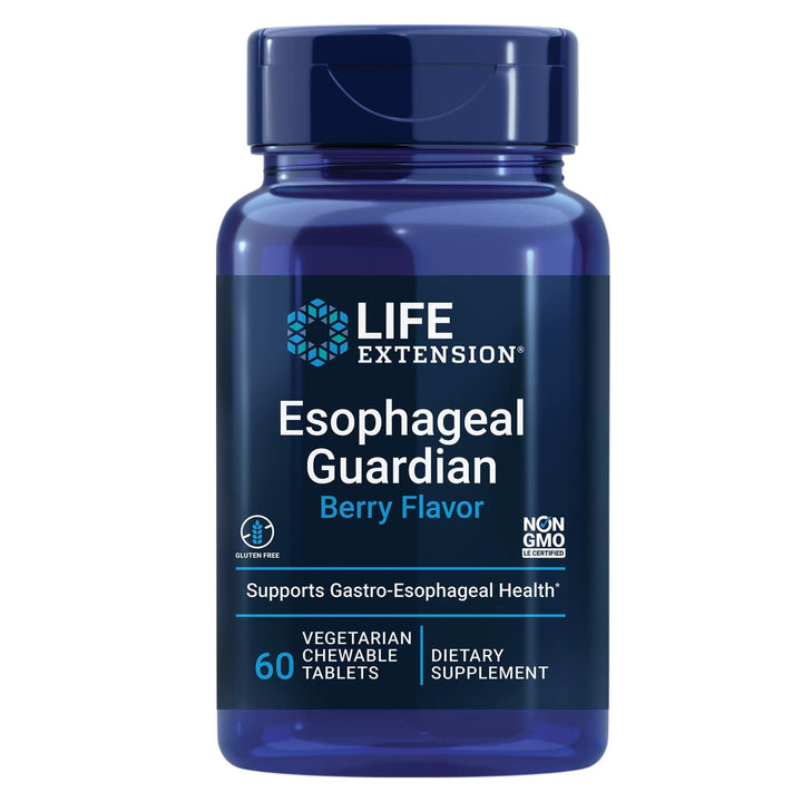 Life Extension Esophageal Guardian, alginic Acid, Potassium Bicarbonate, get Long-Lasting Relief from gastric Distress, Vegetarian, Non-GMO, Gluten-Free, 60 Vegetarian chewable Tablets - The Oasis of Health