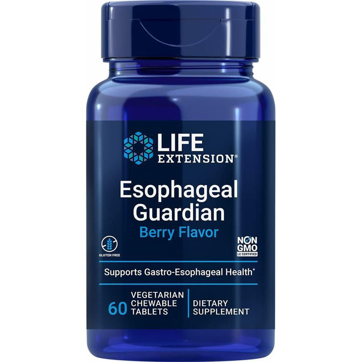 Life Extension Esophageal Guardian, alginic Acid, Potassium Bicarbonate, get Long-Lasting Relief from gastric Distress, Vegetarian, Non-GMO, Gluten-Free, 60 Vegetarian chewable Tablets - The Oasis of Health