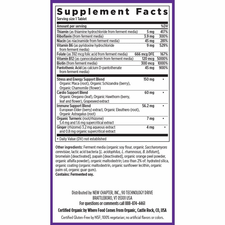 New Chapter Vitamin B Complex – Fermented Coenzyme B Complex Rich in Vitamin B12 + Vitamin B6 + Biotin + Made with Organic Ingredients - 60 ct - The Oasis of Health