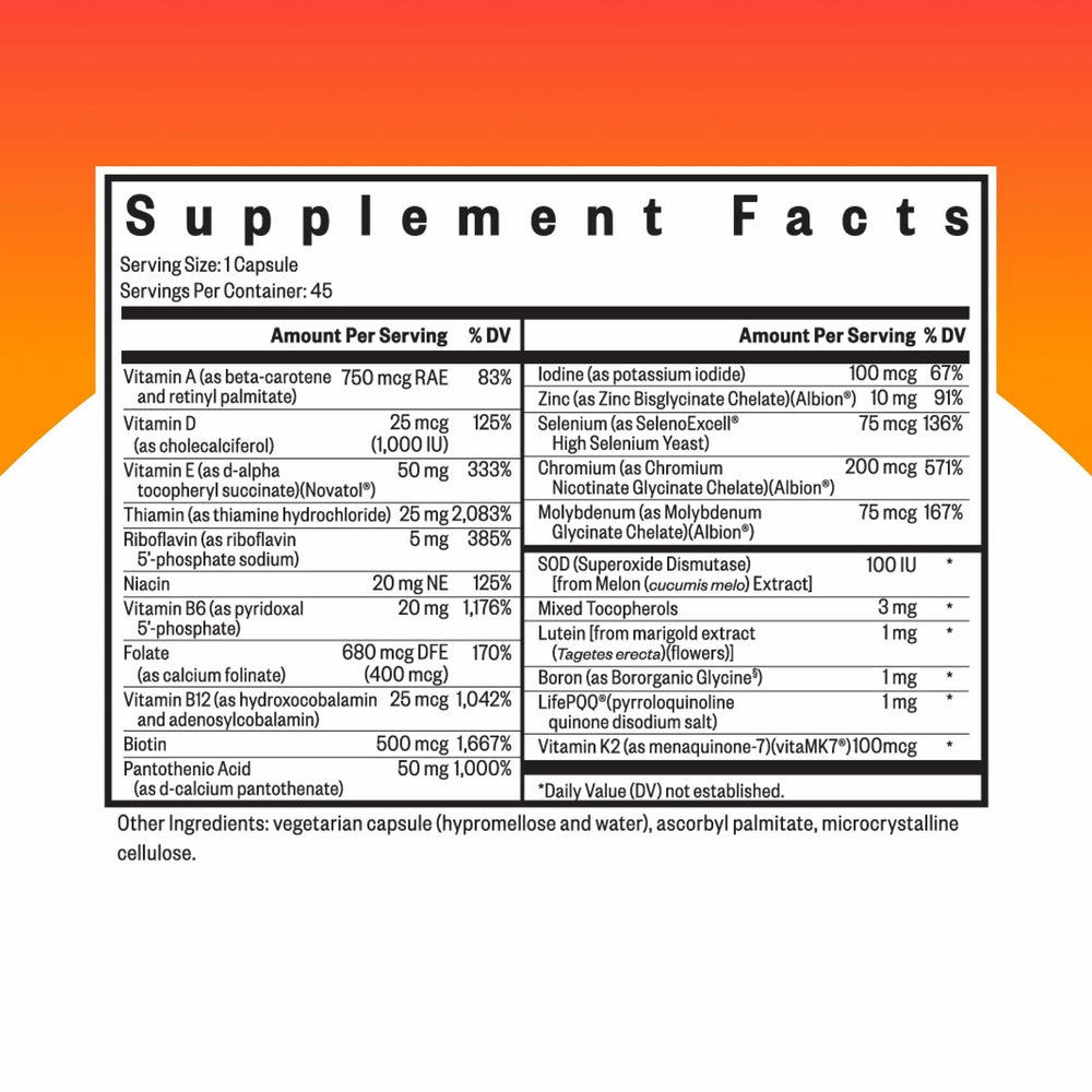 Seeking Health Multivitamin One MF - MTHFR Support Supplement with Calcium Folinate & Vitamin B12 - Easy-to-Digest - Methyl-Free Vegetarian Capsule - 45 Veggie Capsules - The Oasis of Health
