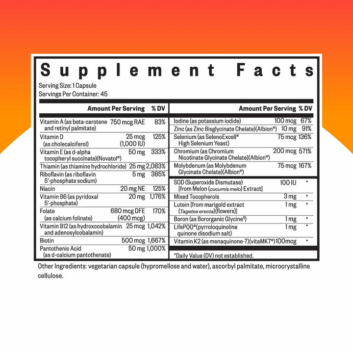 Seeking Health Multivitamin One MF - MTHFR Support Supplement with Calcium Folinate &amp; Vitamin B12 - Easy-to-Digest - Methyl-Free Vegetarian Capsule - 45 Veggie Capsules - The Oasis of Health