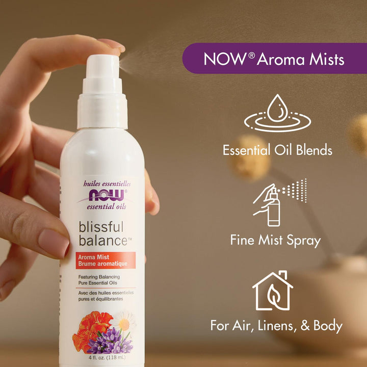 Now Essential Oils Mind That Energy Aroma Mist, 4 Fl. Oz - Peppermint, Lemon, Frankincense, Rosemary, Lavender, Sandalwood - Aromatherapy, Organic, Beige - The Oasis of Health