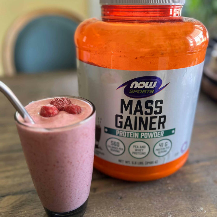 NOW Foods Sports Mass Gainer Protein Powder, Creamy Chocolate Flavor, Pea and Whey Protein Blend, 5.5 lbs. - The Oasis of Health