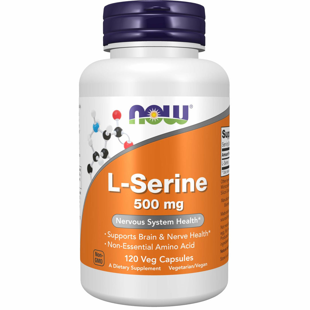NOW Supplements, L-Serine 500 mg, Nervous System Health, 120 Veg Capsules - The Oasis of Health