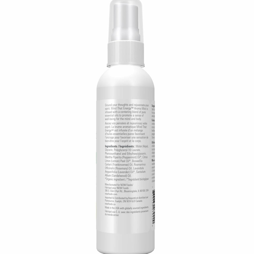 Now Essential Oils Mind That Energy Aroma Mist, 4 Fl. Oz - Peppermint, Lemon, Frankincense, Rosemary, Lavender, Sandalwood - Aromatherapy, Organic, Beige - The Oasis of Health