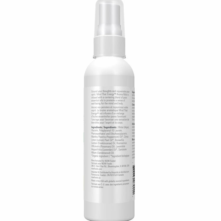 Now Essential Oils Mind That Energy Aroma Mist, 4 Fl. Oz - Peppermint, Lemon, Frankincense, Rosemary, Lavender, Sandalwood - Aromatherapy, Organic, Beige - The Oasis of Health