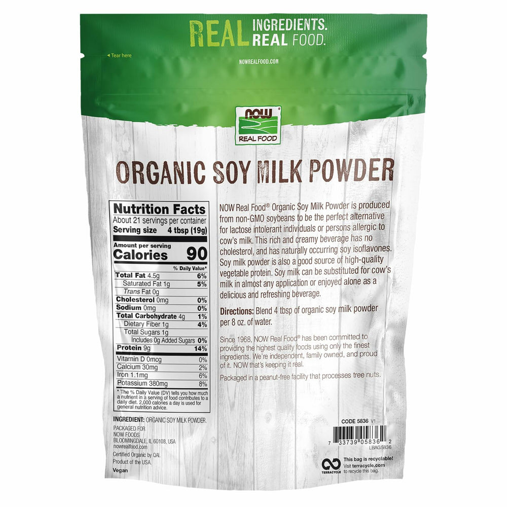 NOW Foods, Organic Soy Milk Powder, Instant Mix Dairy Alternative, Non-GMO, 14-Ounce - The Oasis of Health