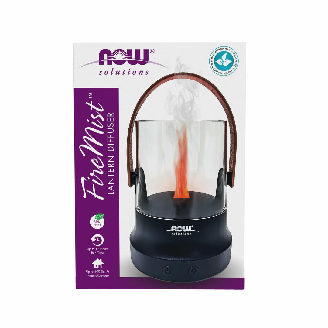 Now Solutions FireMist™ Lantern Diffuser, Portable Ultrasonic Aromatherapy Diffuser with LED Flame Light, Water-Resistant, Rechargeable Battery &amp; USB-C Charging - The Oasis of Health