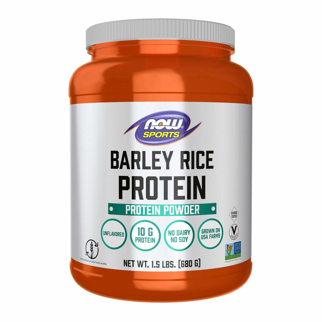 NOW Sports, Barley Rice Protein Powder, Unflavored, Highly Sustainable, 10 Grams Protein, 1.5 lbs. - The Oasis of Health