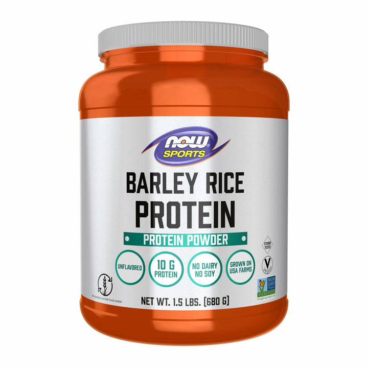 NOW Sports, Barley Rice Protein Powder, Unflavored, Highly Sustainable, 10 Grams Protein, 1.5 lbs. - The Oasis of Health