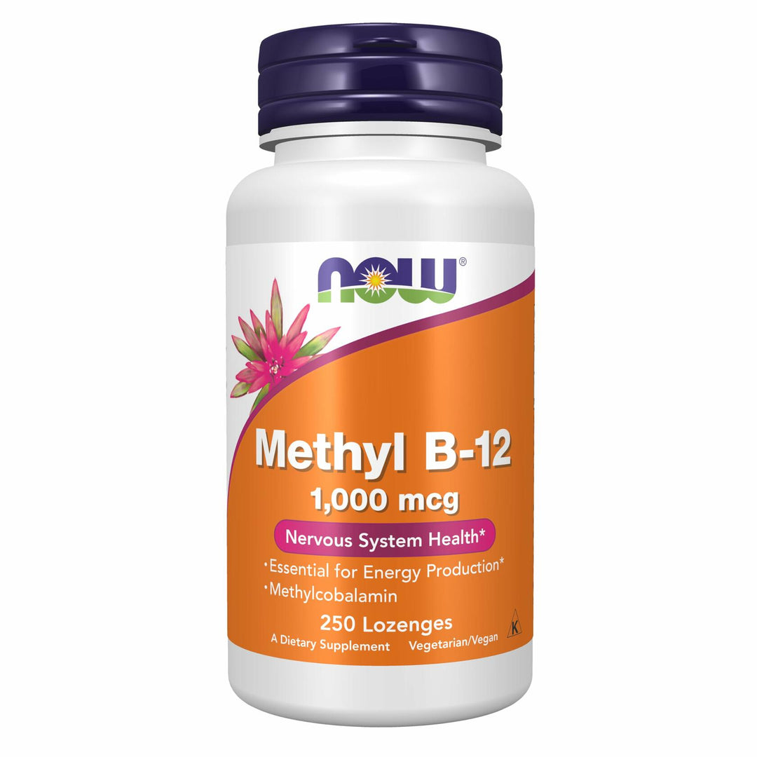 NOW Supplements, Methyl B-12 (Methylcobalamin) 1,000 mcg, Nervous System Health*, 250 Lozenges - The Oasis of Health