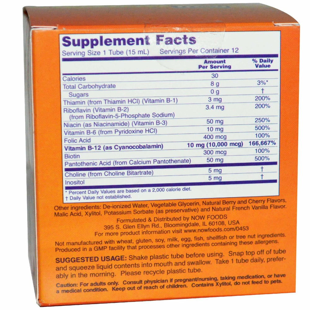 NOW Foods - Shots Liquid B12 Energy Boost Shots Mixed Berry 10000 mcg. - 12 Vial(s) - The Oasis of Health