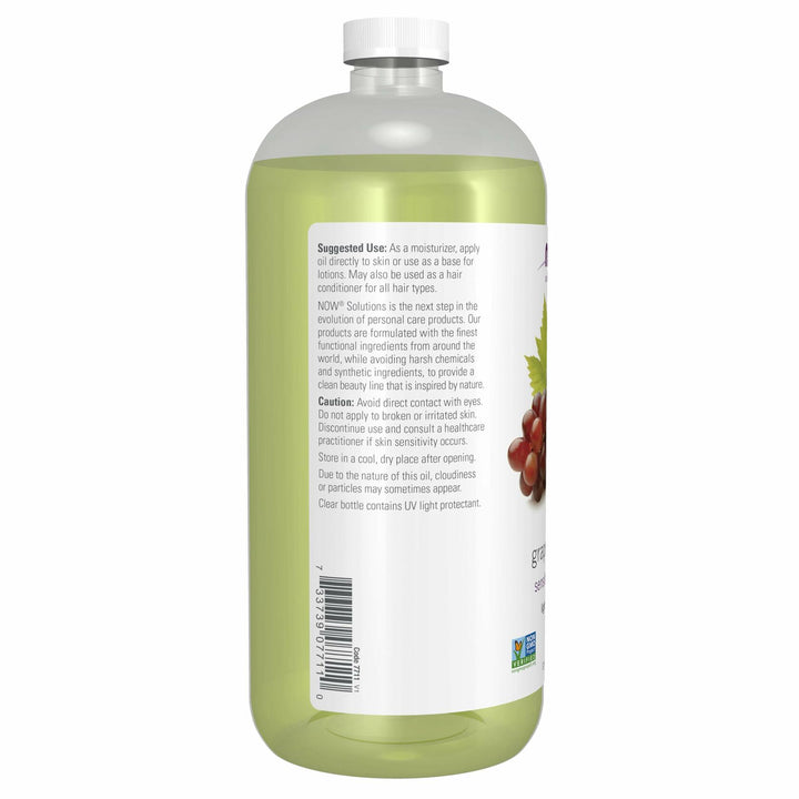 NOW Solutions, Grapeseed Oil, Skin Care for Sensitive Skin, Light Silky Moisturizer for All Skin Types, 32-Ounce - The Oasis of Health