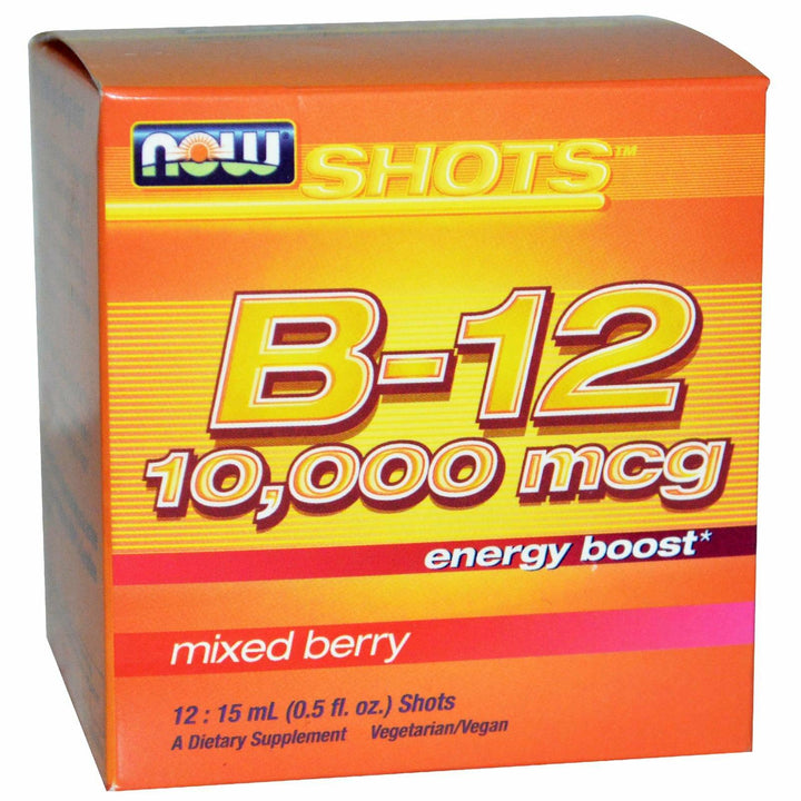 NOW Foods - Shots Liquid B12 Energy Boost Shots Mixed Berry 10000 mcg. - 12 Vial(s) - The Oasis of Health