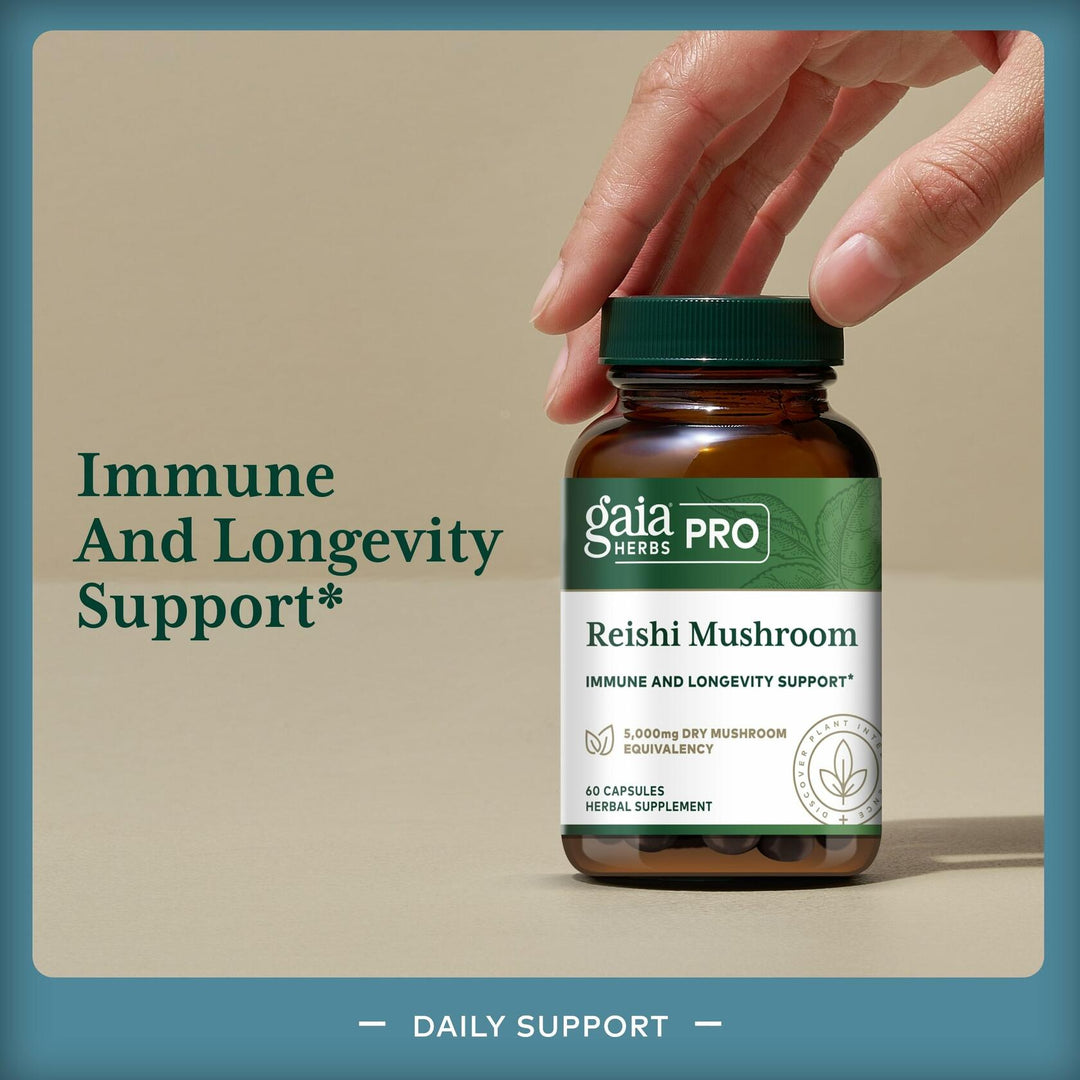 GAIA HERBS PRO Reishi Mushroom - Immune Support &amp; Adaptogenic Benefits* - Certified Organic Mushroom Extract - Vegan - 60 Capsules (30 Servings) - The Oasis of Health