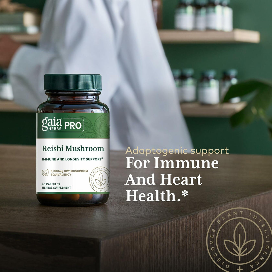 GAIA HERBS PRO Reishi Mushroom - Immune Support &amp; Adaptogenic Benefits* - Certified Organic Mushroom Extract - Vegan - 60 Capsules (30 Servings) - The Oasis of Health