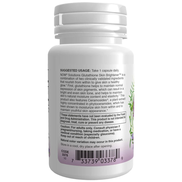 Glutathione Skin Brightener with Ceramosides Now Foods 30 VCaps - The Oasis of Health