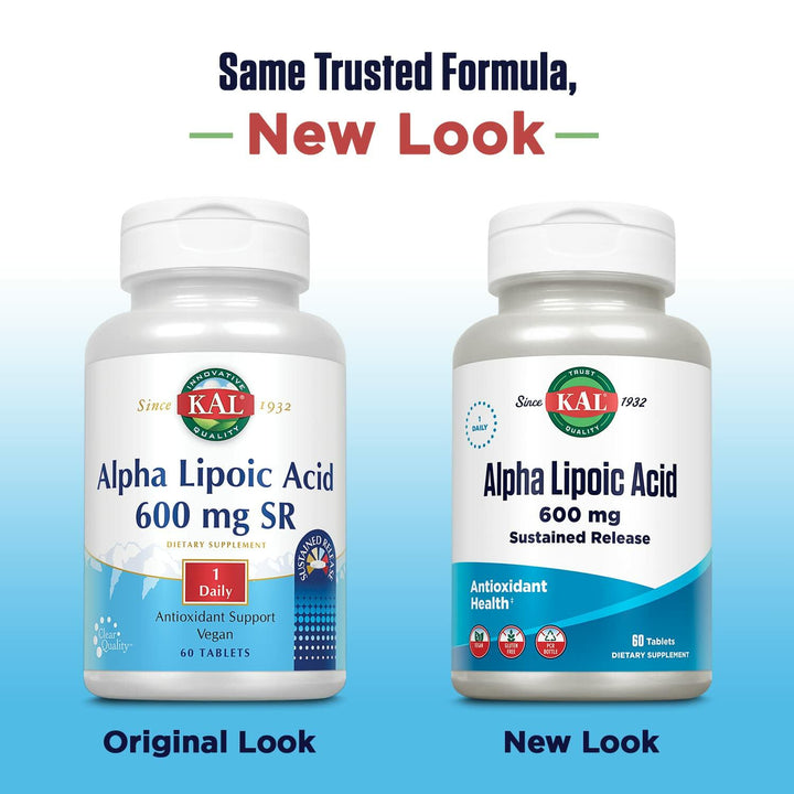KAL Alpha Lipoic Acid SR Tablets, 600 mg, 60 Count - The Oasis of Health